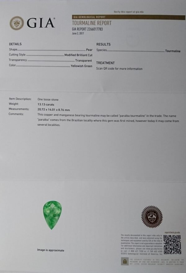Paraiba Tourmaline 13.13 CT