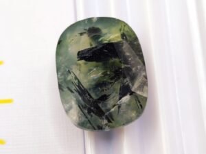 prehnite green cushion cut 18.54 carats