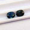 lot two saphirs blue green oval cut 1.36 carats