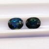 lot two saphirs blue green oval cut 1.36 carats