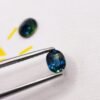 lot two saphirs blue green oval cut 1.36 carats
