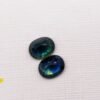 lot two saphirs blue green oval cut 1.36 carats