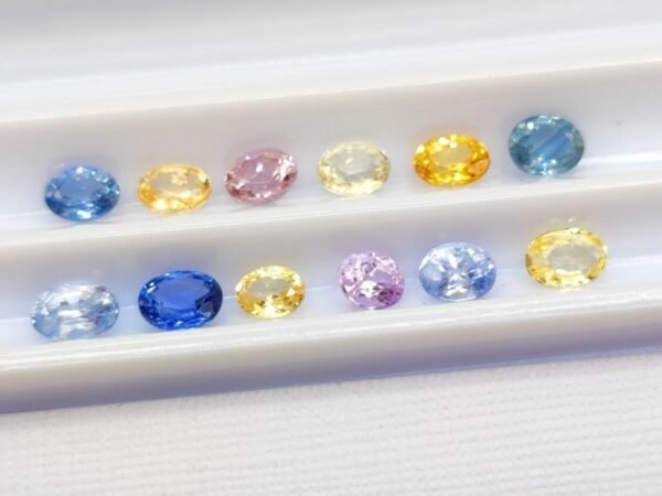lot saphirs blue, pink, yellow oval cut 2.53 carats