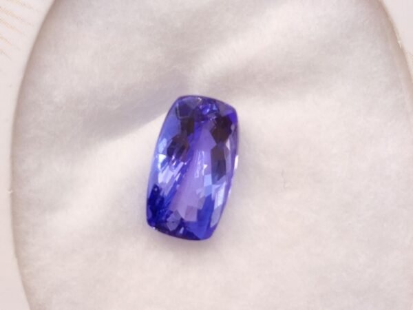 bluish violet tanzanite cushion cut 2.41 carats