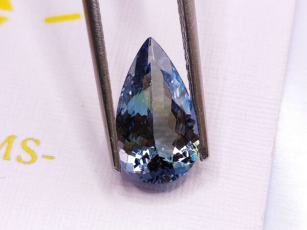 blue green pear cut tanzanite 4.07 carats