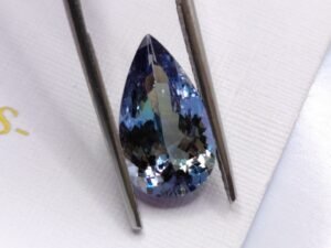 blue green pear cut tanzanite 4.07 carats