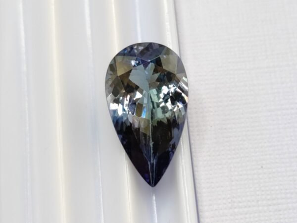 blue green pear cut tanzanite 4.07 carats