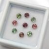 lot de 9 saphirs round cut Vert, rose.