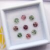 lot de 9 saphirs round cut Vert, rose.