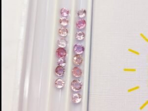 lot 16 saphirs rose round cut 3.92 carats