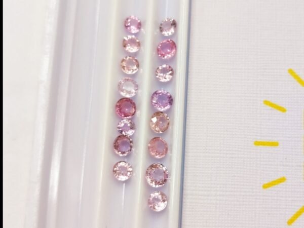 lot 16 saphirs rose round cut 3.92 carats