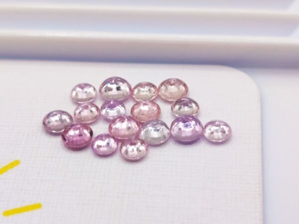 lot 16 saphirs rose round cut 3.92 carats