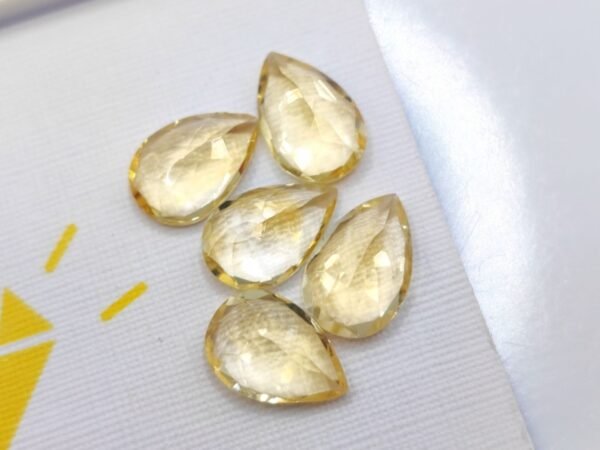 lot five yellow citrines pear cut 13.59 carats