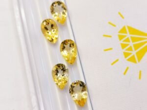 lot five yellow citrines pear cut 13.59 carats
