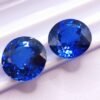 two blue round cut lab saphir 17.18 carats