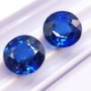 two blue round cut lab saphir 17.18 carats