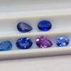 Stone lot 6 saphirs blue pink oval and pear cut 2.55 carats back of stones