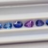 Stone lot 6 saphirs blue pink oval and pear cut 2.55 carats back of stones
