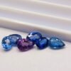 Stone lot 6 saphirs blue pink oval and pear cut 2.55 carats back of stones