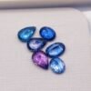 Stone lot 6 saphirs blue pink oval and pear cut 2.55 carats back of stones