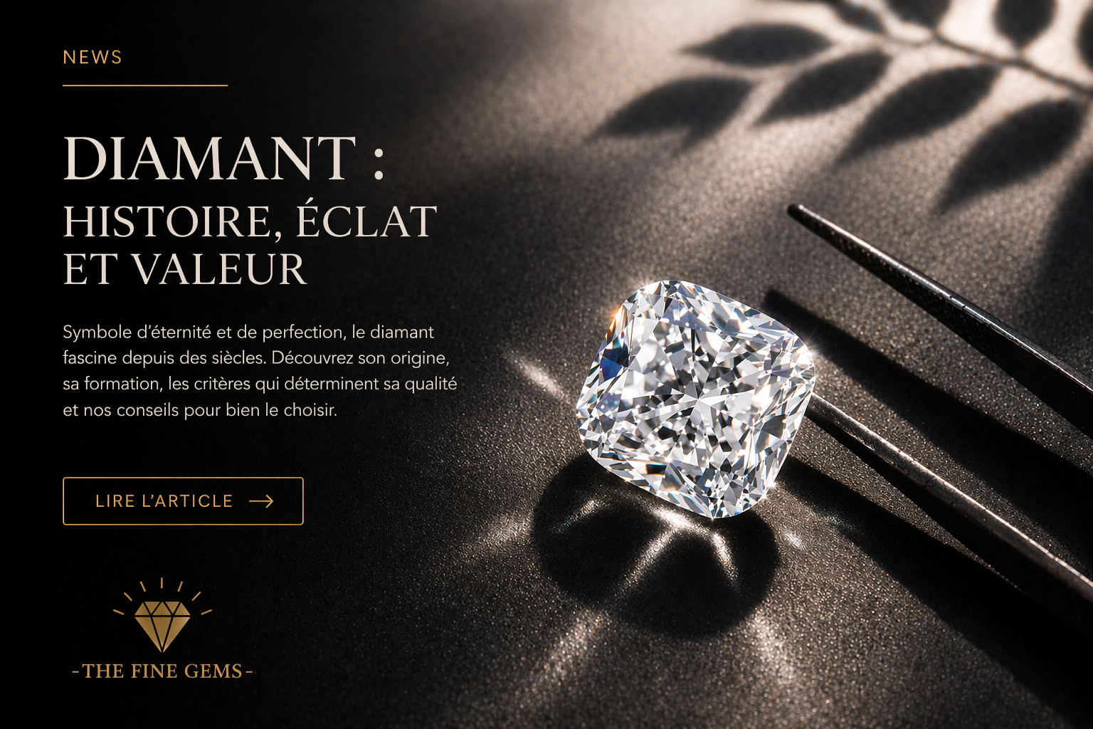 diamant blanc taille brillant en macro avec pince joaillerie éclairage studio haut de gamme
