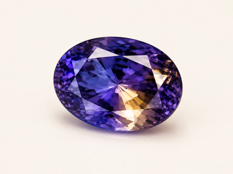 Iolite naturelle bleu violet taille ovale révélant son pléochroïsme