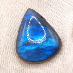 Labradorite 38.06 carats - taille poire cabochon - effets optiques naturels - gemme précieuse naturelle bleue