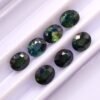 lot de 7 saphirs naturels taille ovale , bleu-vert , en provenance d'australie. Pierres précieuses pour joaillerie et collection