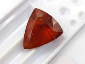 Hessonite 10.65 ct - The Fine Gems, natural orange red garnet , trillon cut