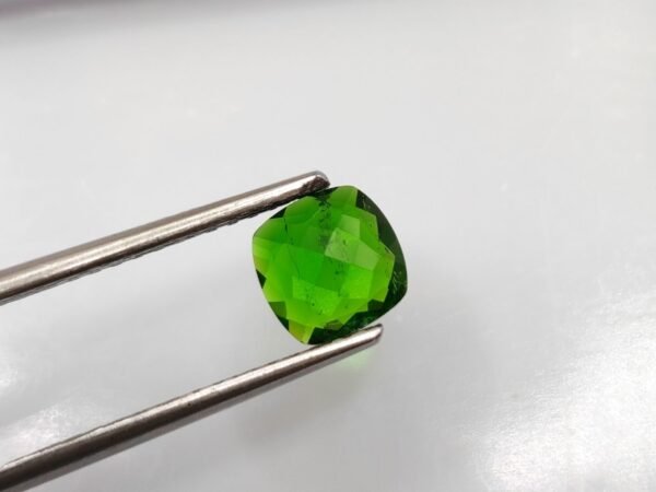 Chrome Diopside cushion cut , natural green gemstone from russia