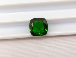 Chrome Diopside cushion cut , natural green gemstone from russia