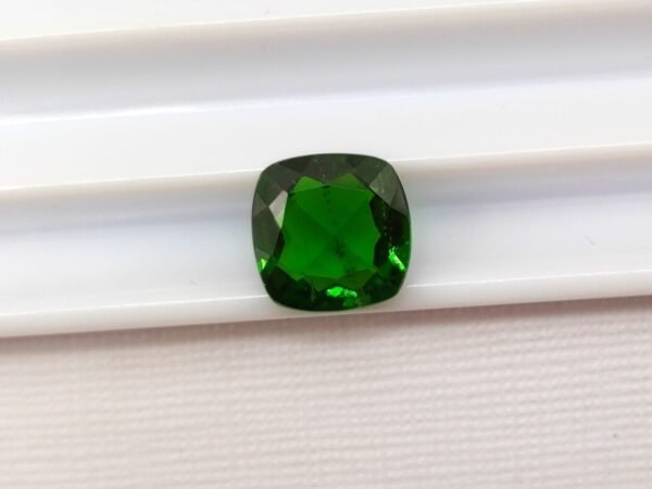 Chrome Diopside cushion cut , natural green gemstone from russia