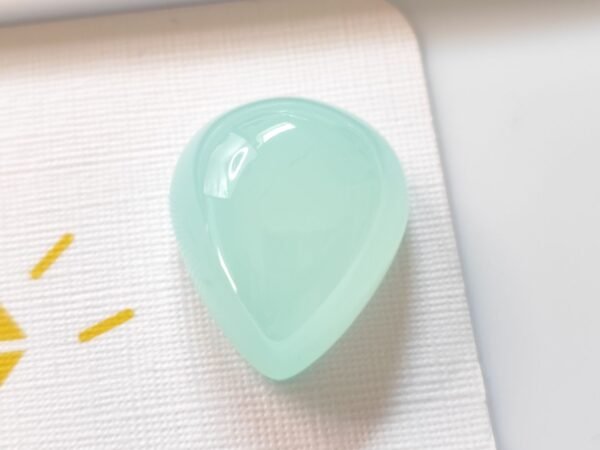 pear cabochon natural aqua chalcedony , wonderful color - gemstone