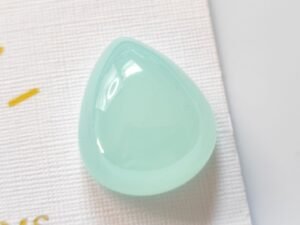 pear cabochon natural aqua chalcedony , wonderful color - gemstone