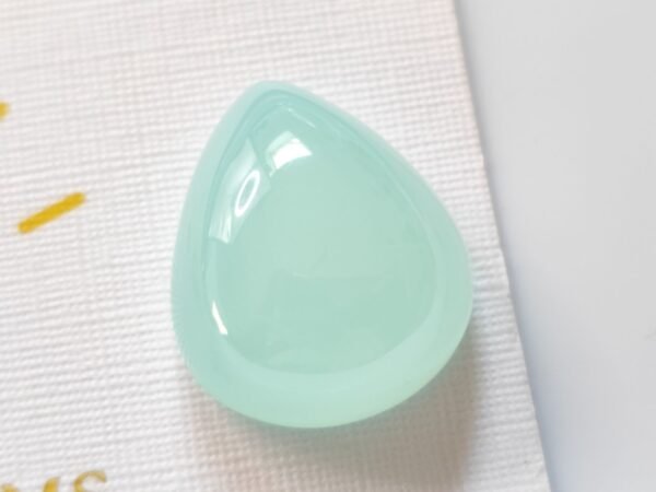 pear cabochon natural aqua chalcedony , wonderful color - gemstone