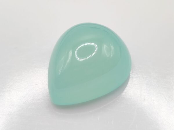 pear cabochon natural aqua chalcedony , wonderful color - gemstone