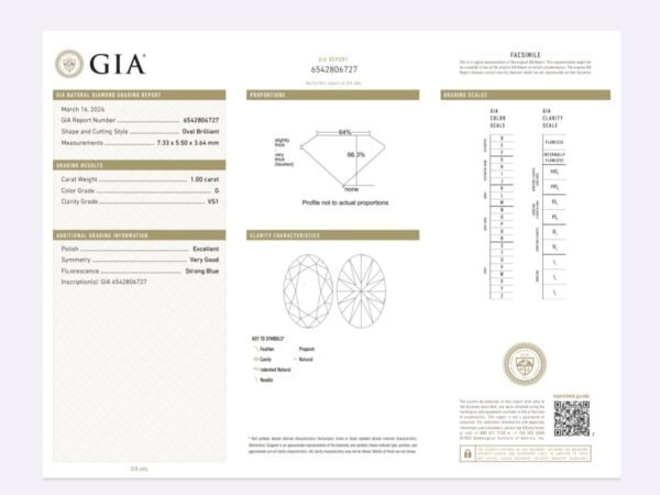 certificat gia diamant 1 carat G VS1 GIA - The Fine Gems