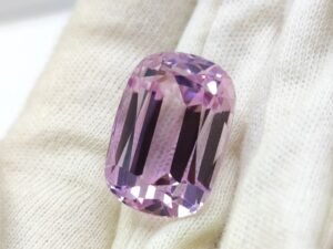 Natural Kunzite from Brazil, cushion cut . Precious pink gemstone for collection and jewelry