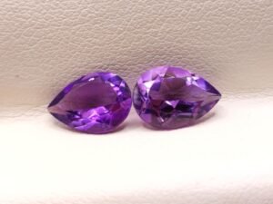 pear cut pair natural amethyst 3.24 Carats - The Fine Gems